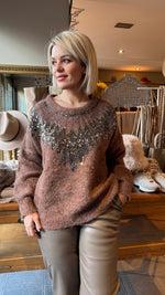 Afbeelding in Gallery-weergave laden, Trui paillet/ bruin/ NOMI
