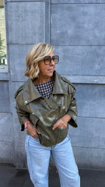 Afbeelding in Gallery-weergave laden, Lederlook jas/ groen/ NORA
