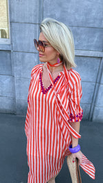 Afbeelding in Gallery-weergave laden, Jurk/ streep/ oranje/GHILAINE
