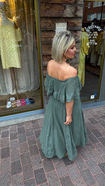 Afbeelding in Gallery-weergave laden, Off shoulder jurk/ groen/TESS
