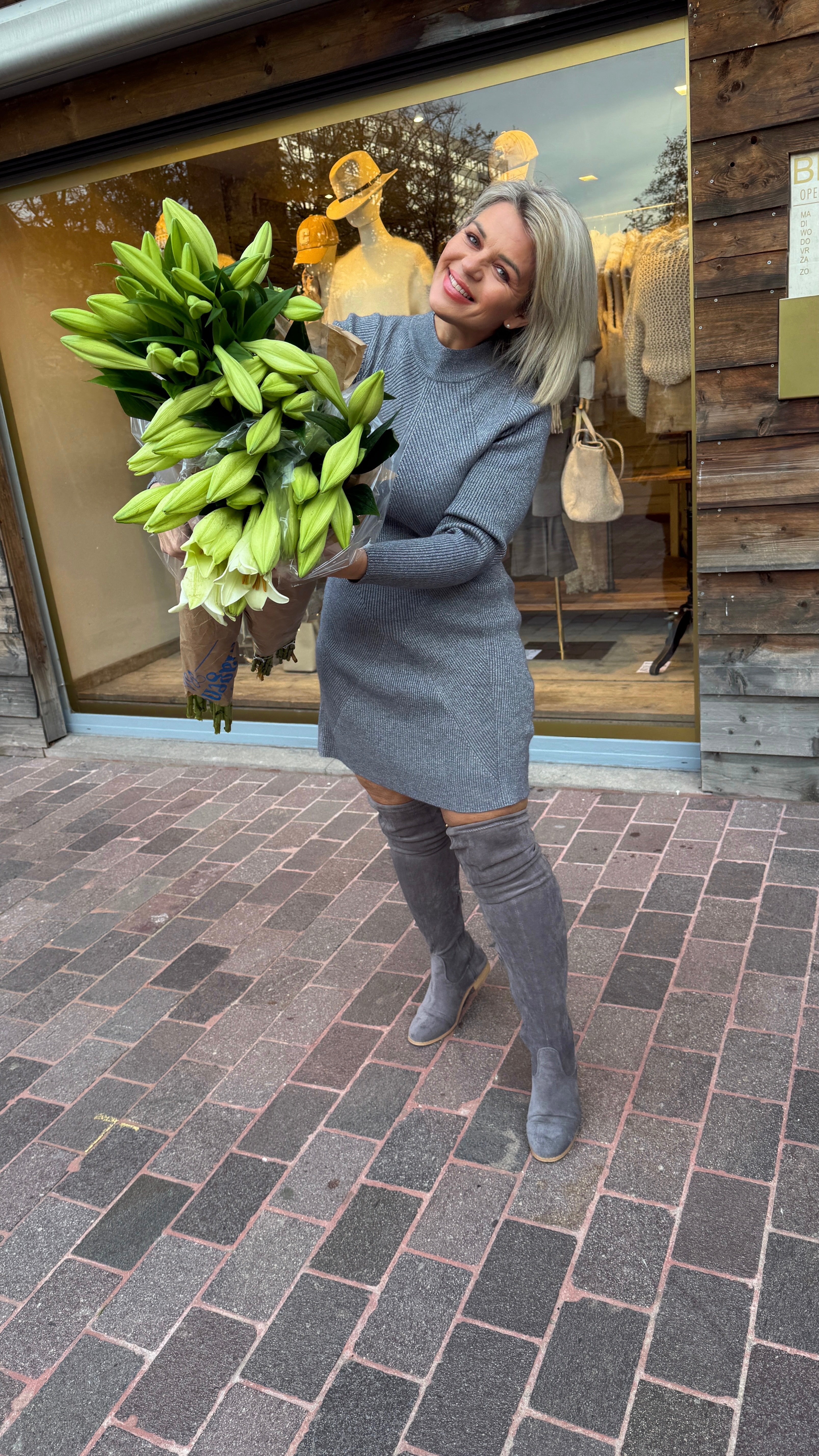 Knit dress/ silver/midi/NEVER FULLY DRESSED