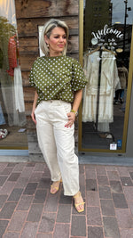 Afbeelding in Gallery-weergave laden, Blouse polkadot/ groen.
