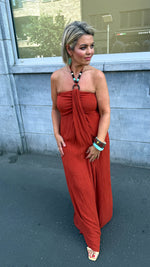 Afbeelding in Gallery-weergave laden, Jurk met kralen/ terracotta /FLORENCE
