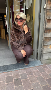 Fake fur vest/ leopard/MEI-LI