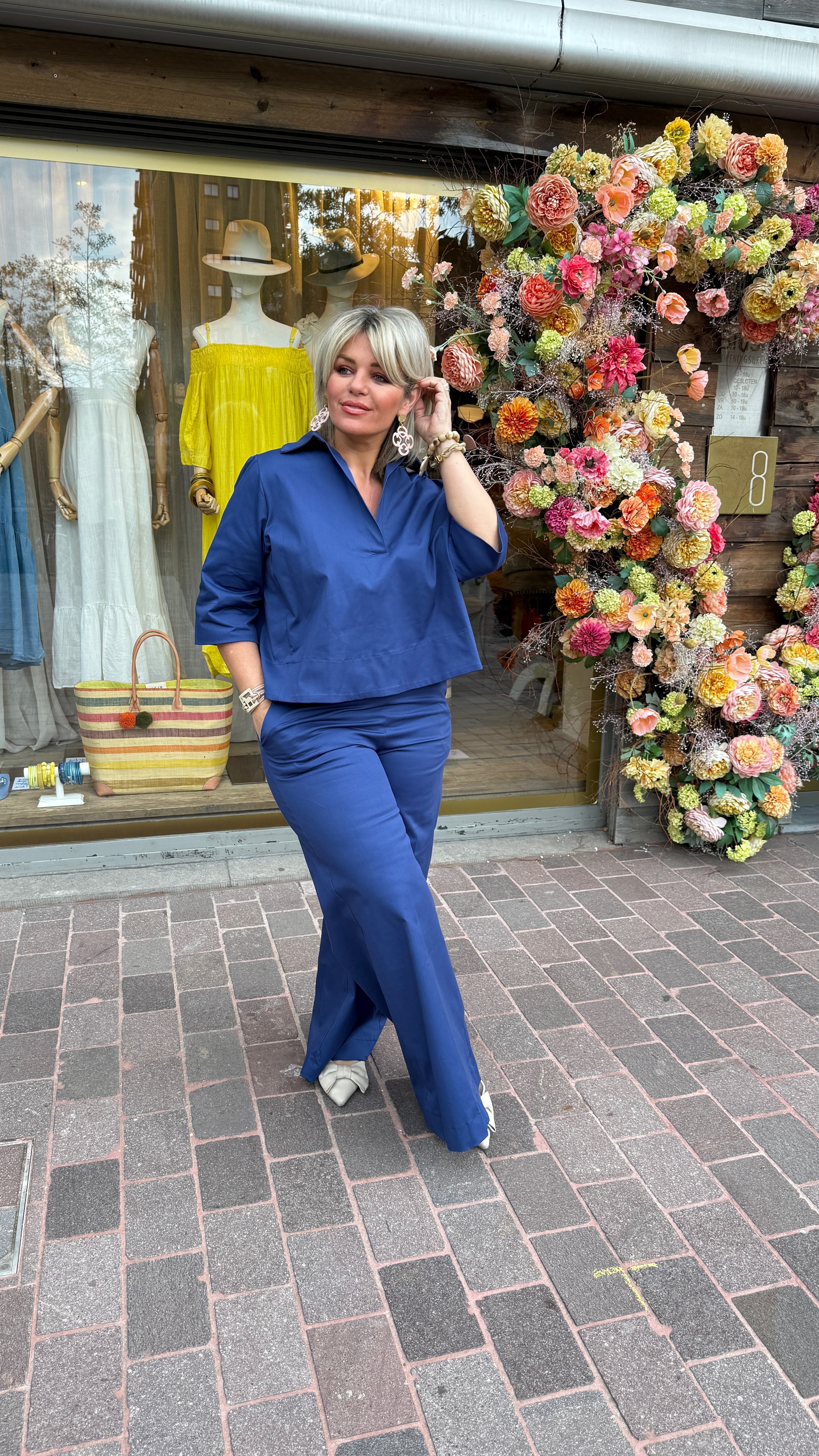 Blouse/blauw/LAO/BLACK ROSE