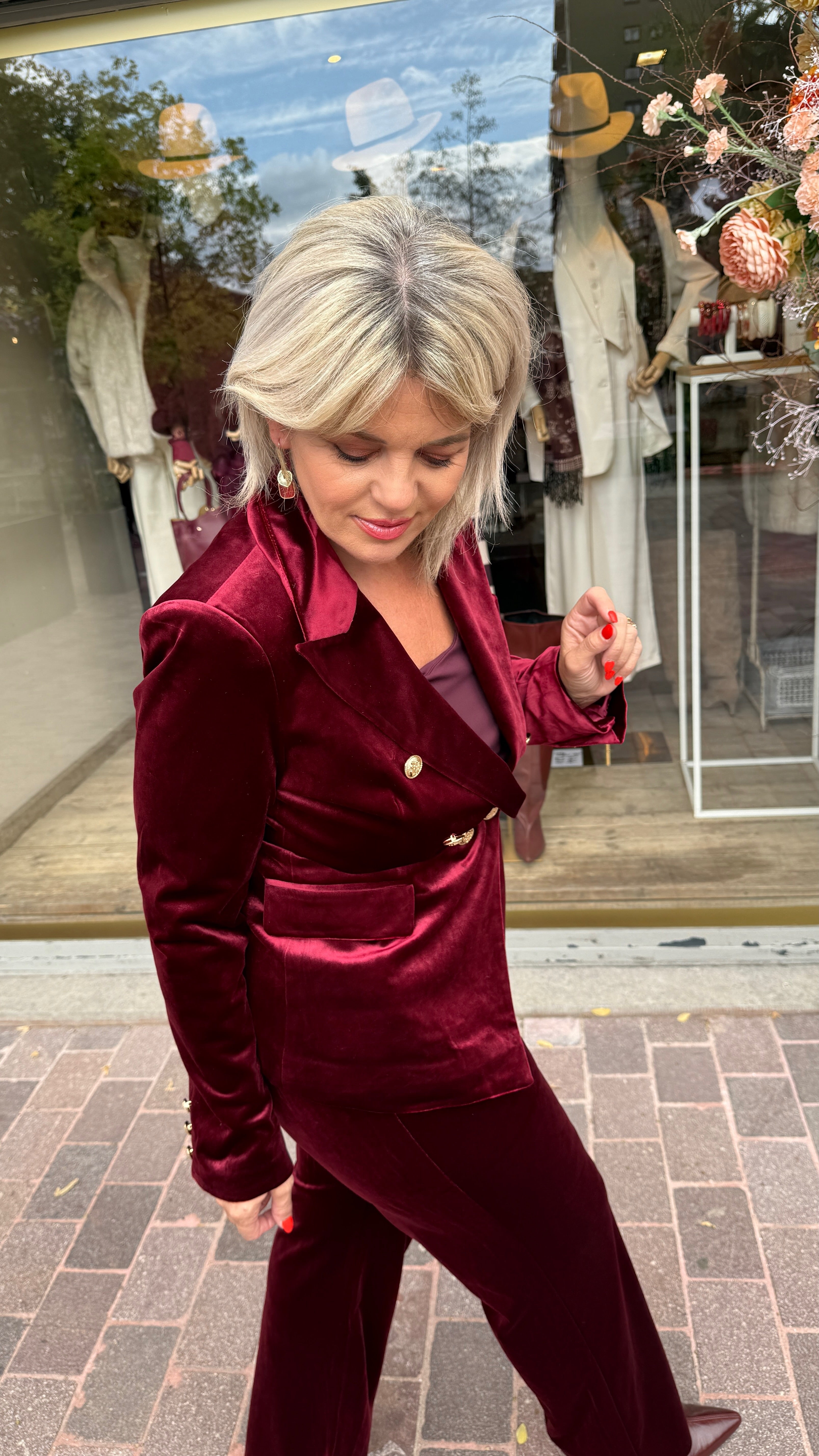 Velvet broek/MILA/ bordeaux