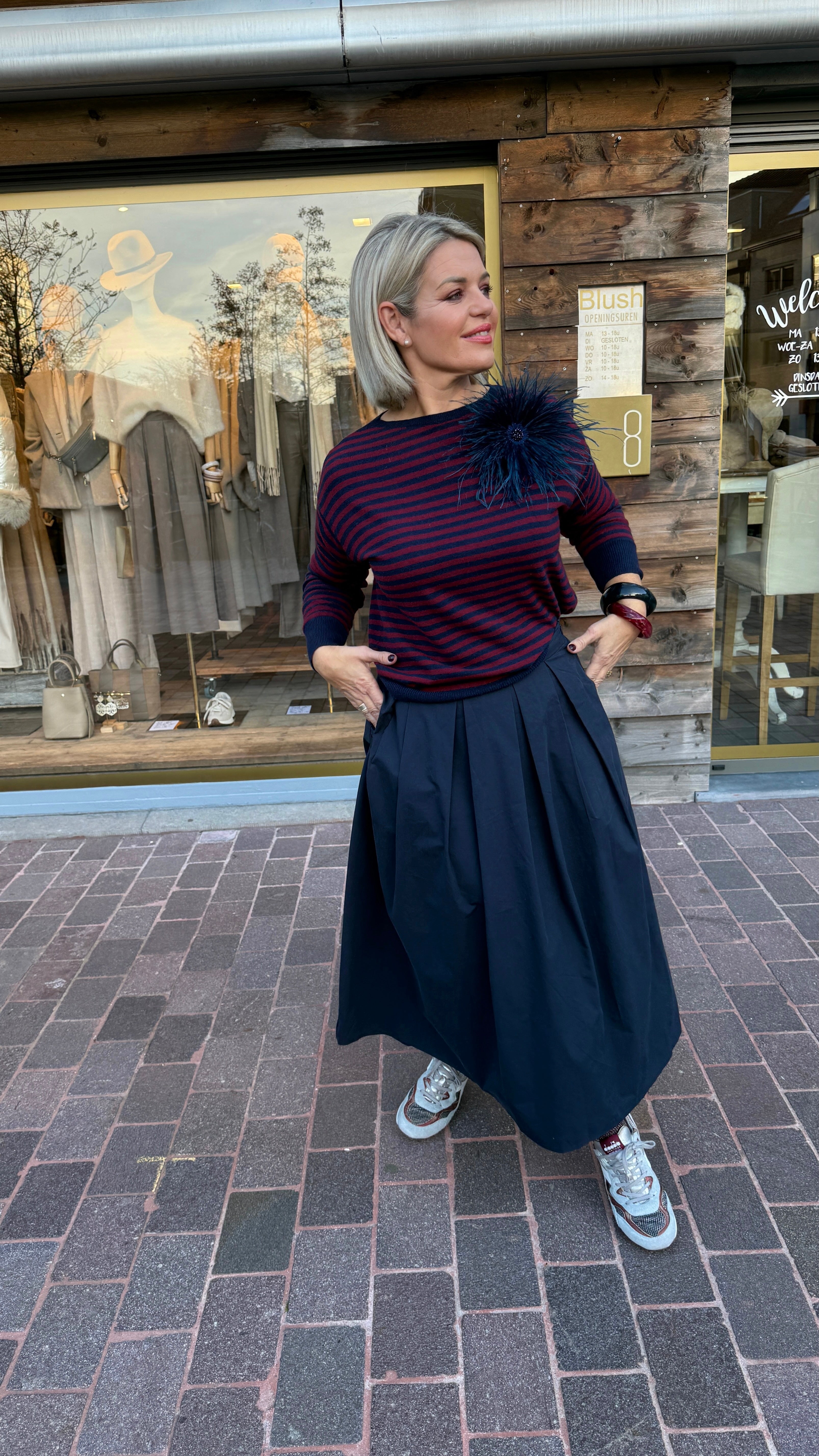 Trui/ bordeaux-blauw/MILLE