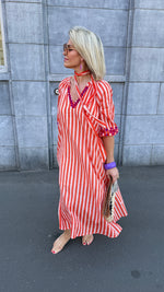 Afbeelding in Gallery-weergave laden, Jurk/ streep/ oranje/GHILAINE
