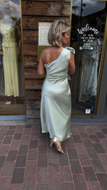 Afbeelding in Gallery-weergave laden, Satinlook jurk/ asymmetrisch/strik/ ALIZE
