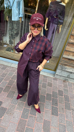Afbeelding in Gallery-weergave laden, Broek ruit/ bordeaux/ JILL
