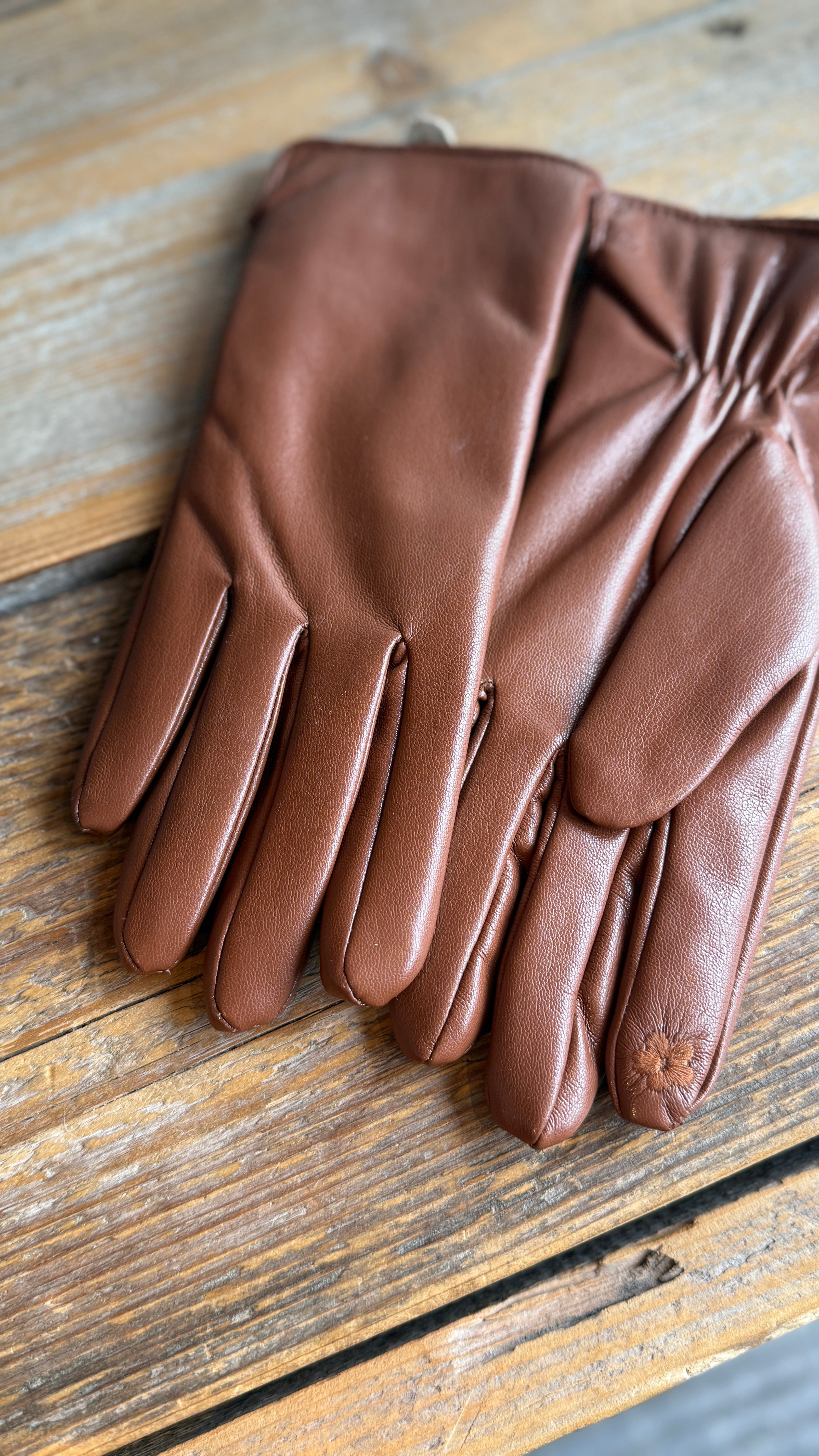 Handschoen/ leatherlook/ CAMEL