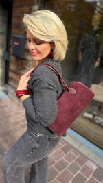 Afbeelding in Gallery-weergave laden, Tas / leder/ suède/ burgundy
