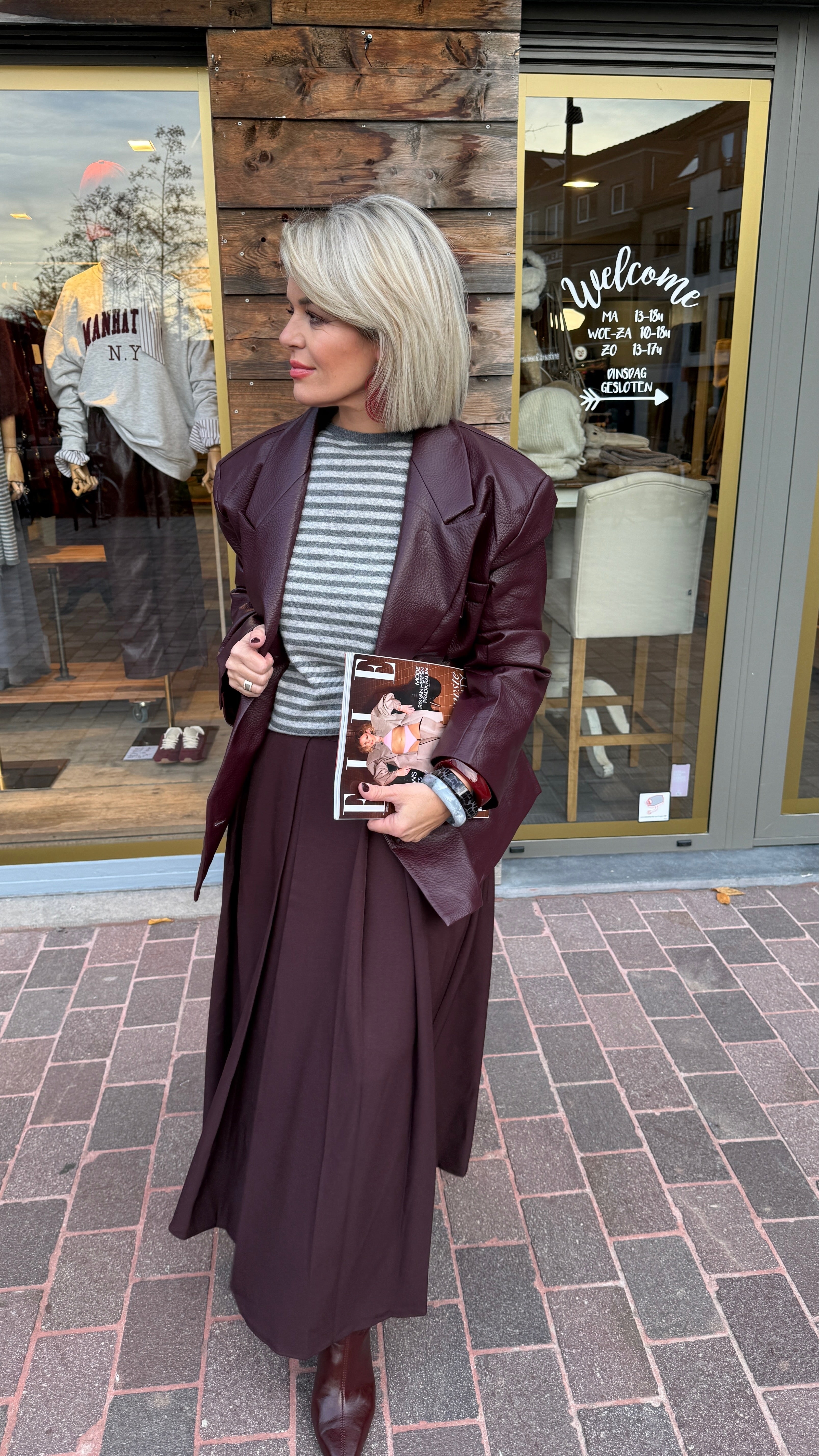Lederlook jas/ bordeaux/LIES