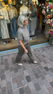 Lederlook broek/ brede pijp/ KRISJE