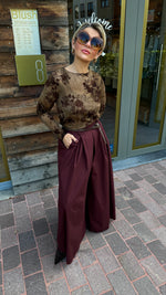 Afbeelding in Gallery-weergave laden, Broek/ brede pijp/ bordeaux /MILOU
