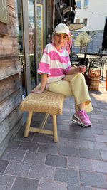 Afbeelding in Gallery-weergave laden, Sweater/ streep/ fuschia/ ICONIC

