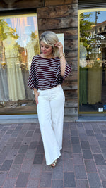 Afbeelding in Gallery-weergave laden, T-shirt met v-hals/streep/DAAN
