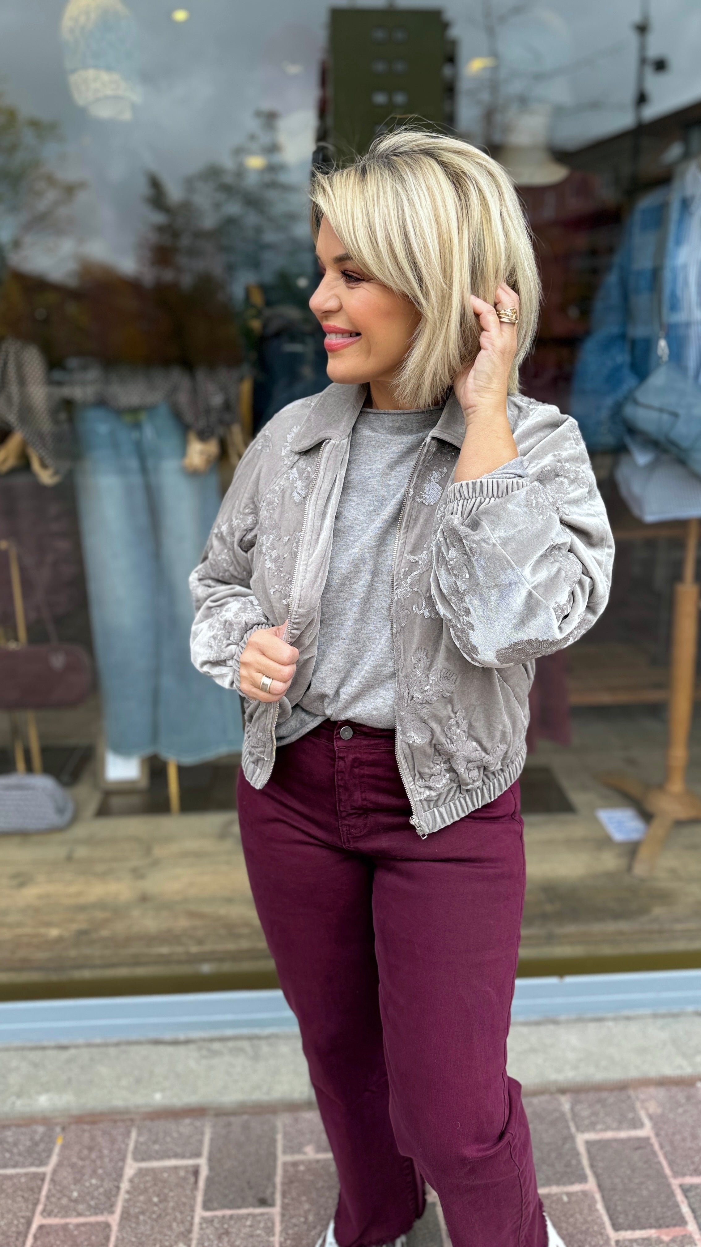 Bomber/ paillet/ grijs MILA