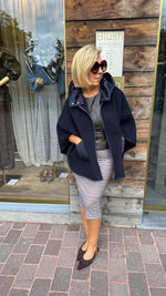 Afbeelding in Gallery-weergave laden, Wollen cape/blauw/JULIE
