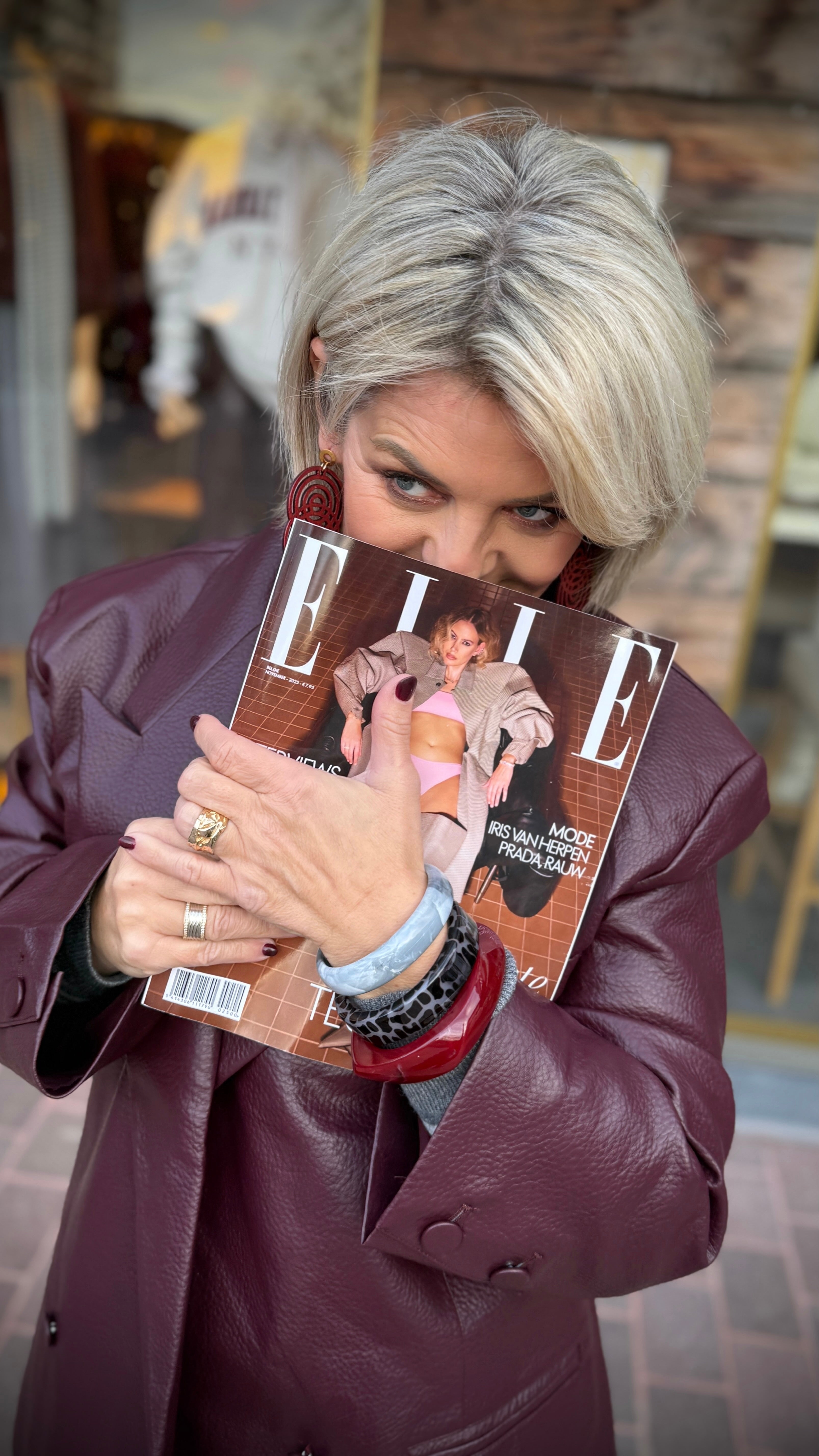 Lederlook jas/ bordeaux/LIES