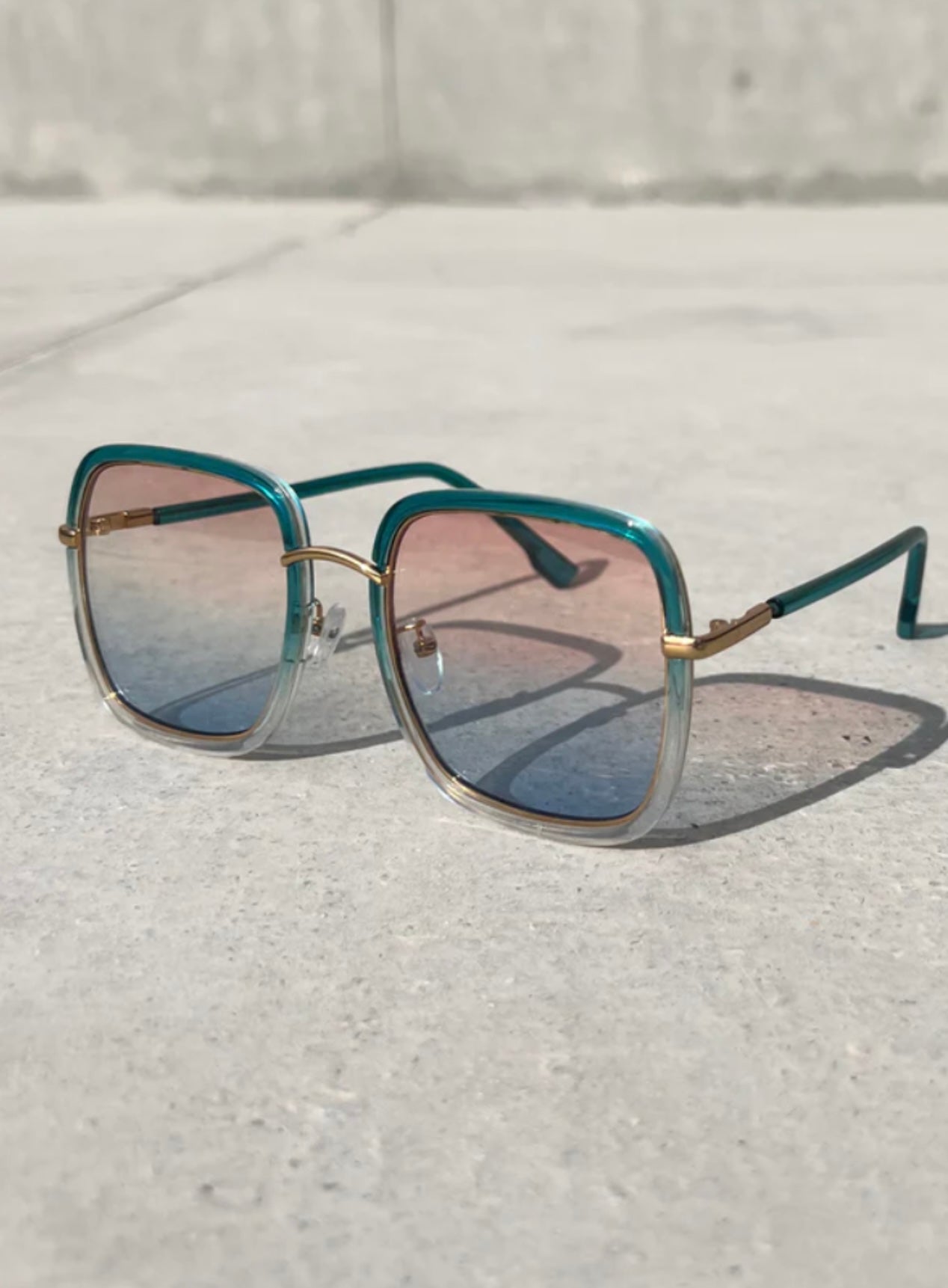 Blue Tint Lucy Square Sunglasses/ NEVER FULLY DRESSED