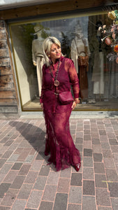 Rok/ kant/bordeaux/ LINDE