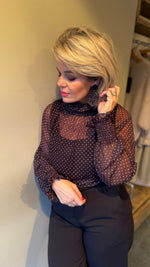 Afbeelding in Gallery-weergave laden, Blouse/ polkadot/bruin/JOAN

