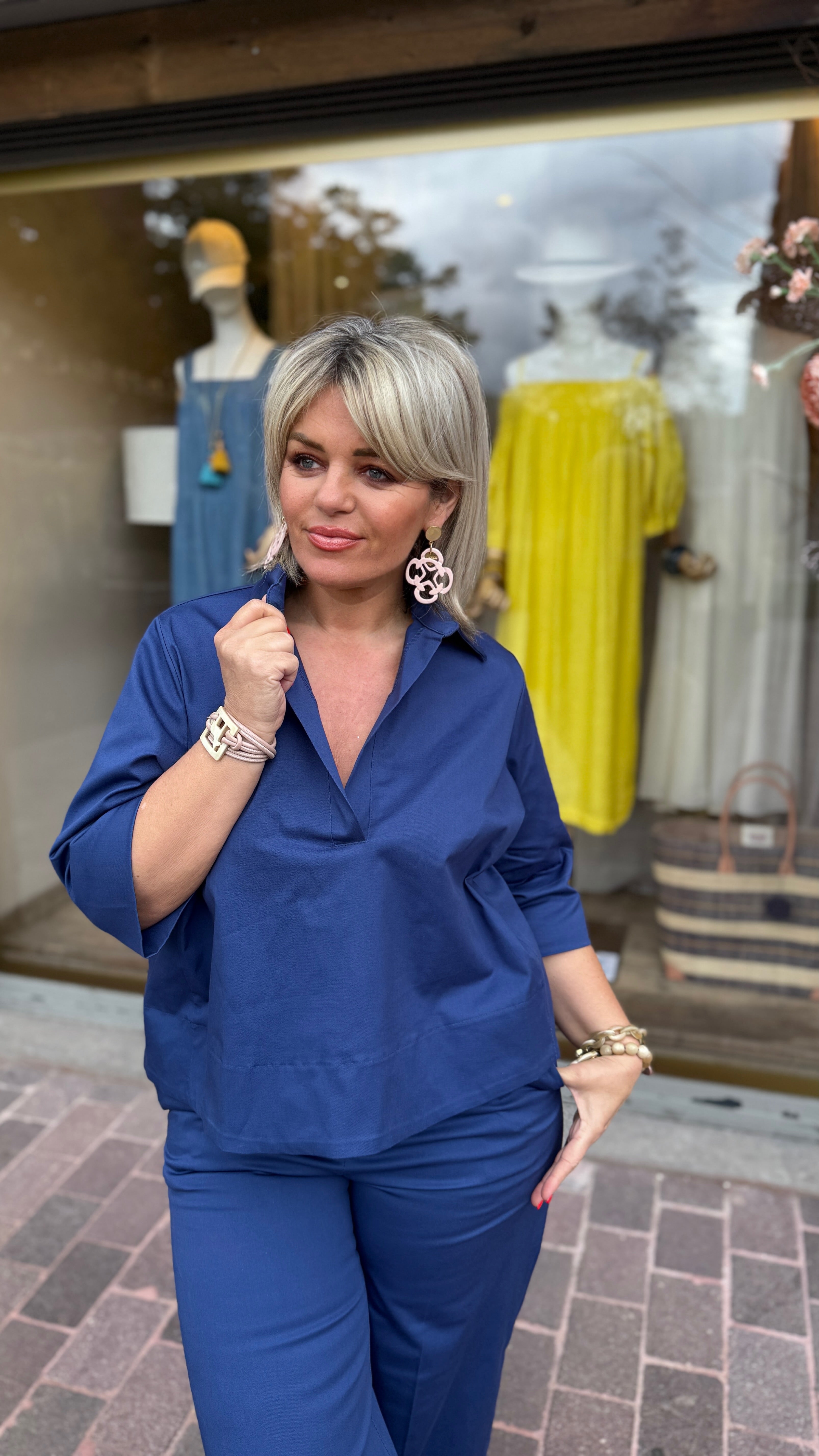 Blouse/blauw/LAO/BLACK ROSE