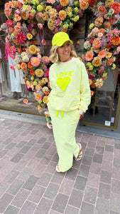 Sweater streep/ fluo geel/ hart