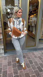 Afbeelding in Gallery-weergave laden, Cardigan/ Burlington ruit/ camel
