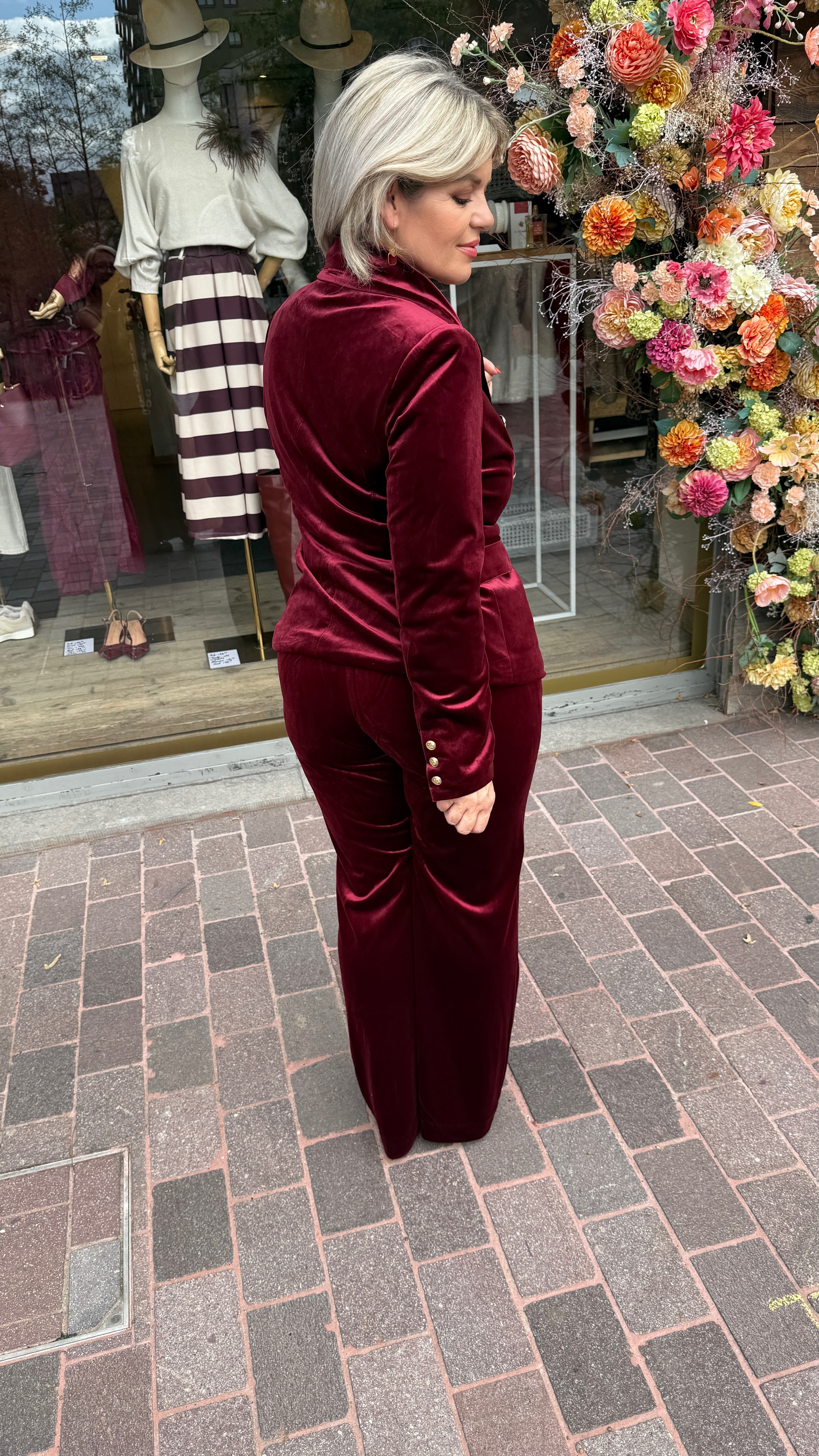 Velvet broek/MILA/ bordeaux