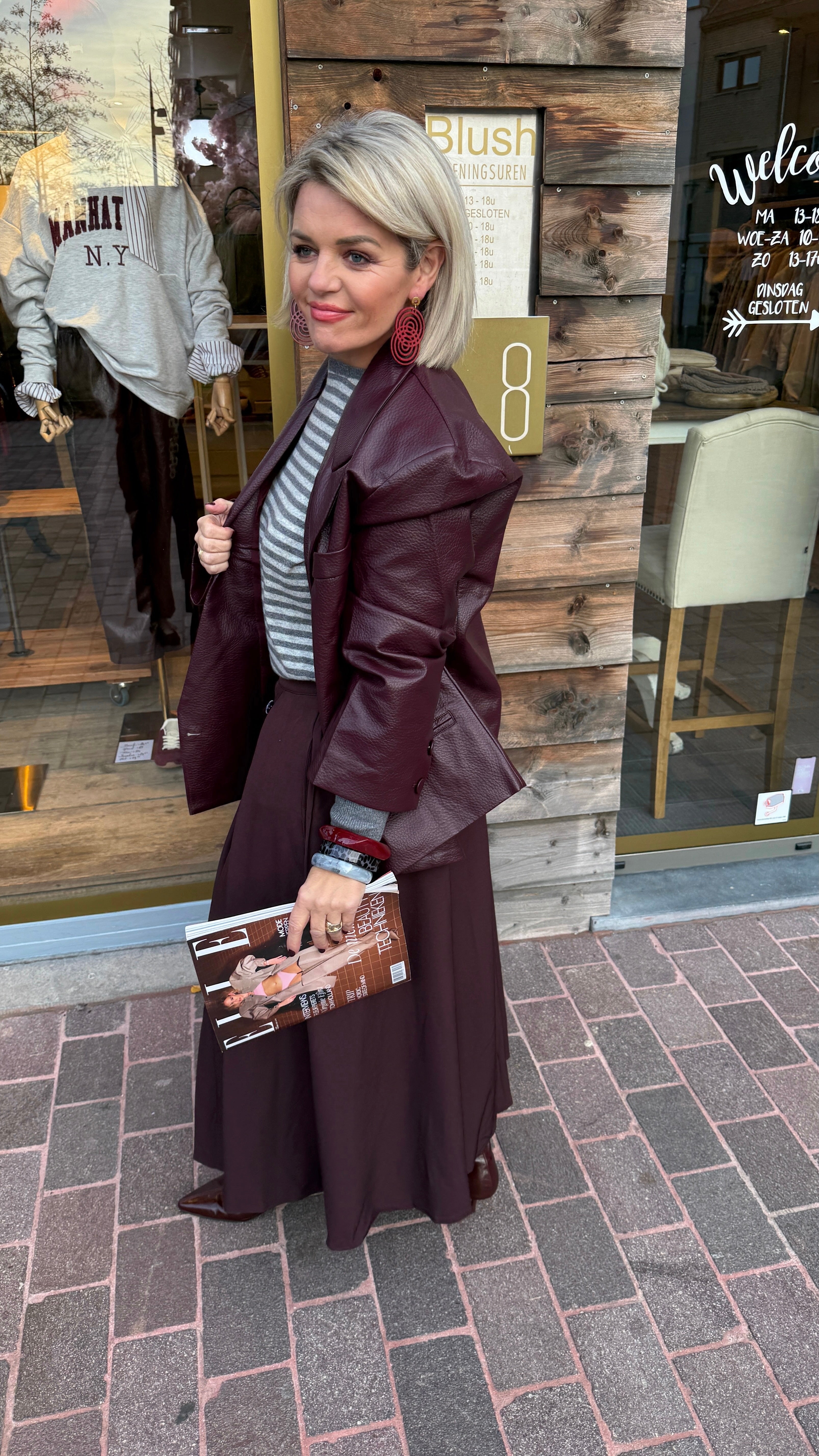 Lederlook jas/ bordeaux/LIES