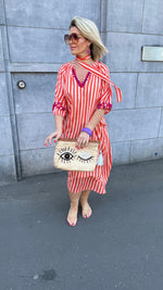 Afbeelding in Gallery-weergave laden, Jurk/ streep/ oranje/GHILAINE
