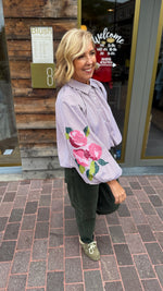 Afbeelding in Gallery-weergave laden, Hemd/ ballonmouw/ geborduurde bloem/LEA
