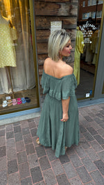 Afbeelding in Gallery-weergave laden, Off shoulder jurk/ groen/TESS

