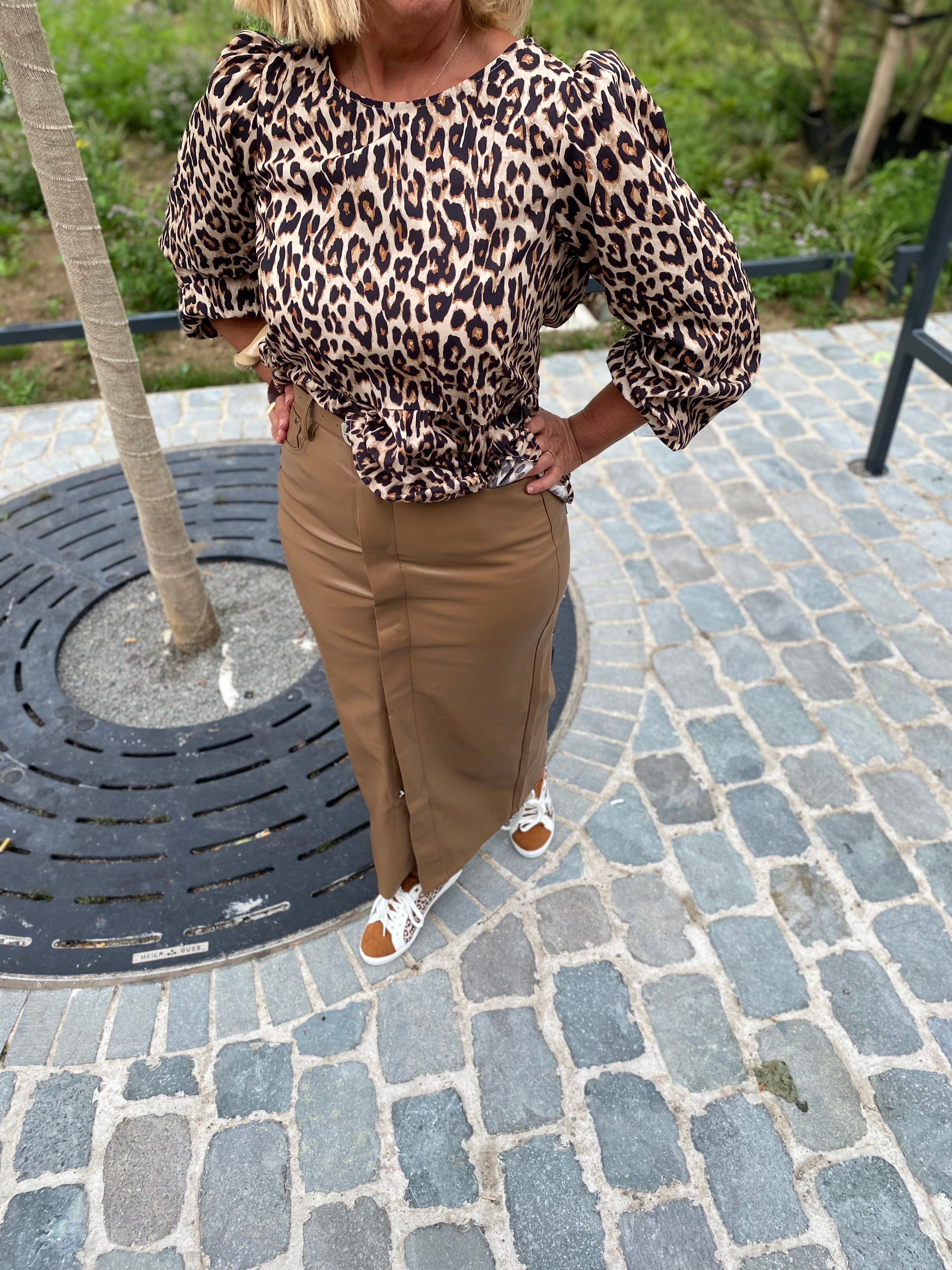 Leopardblouse strikjes/ MILOU