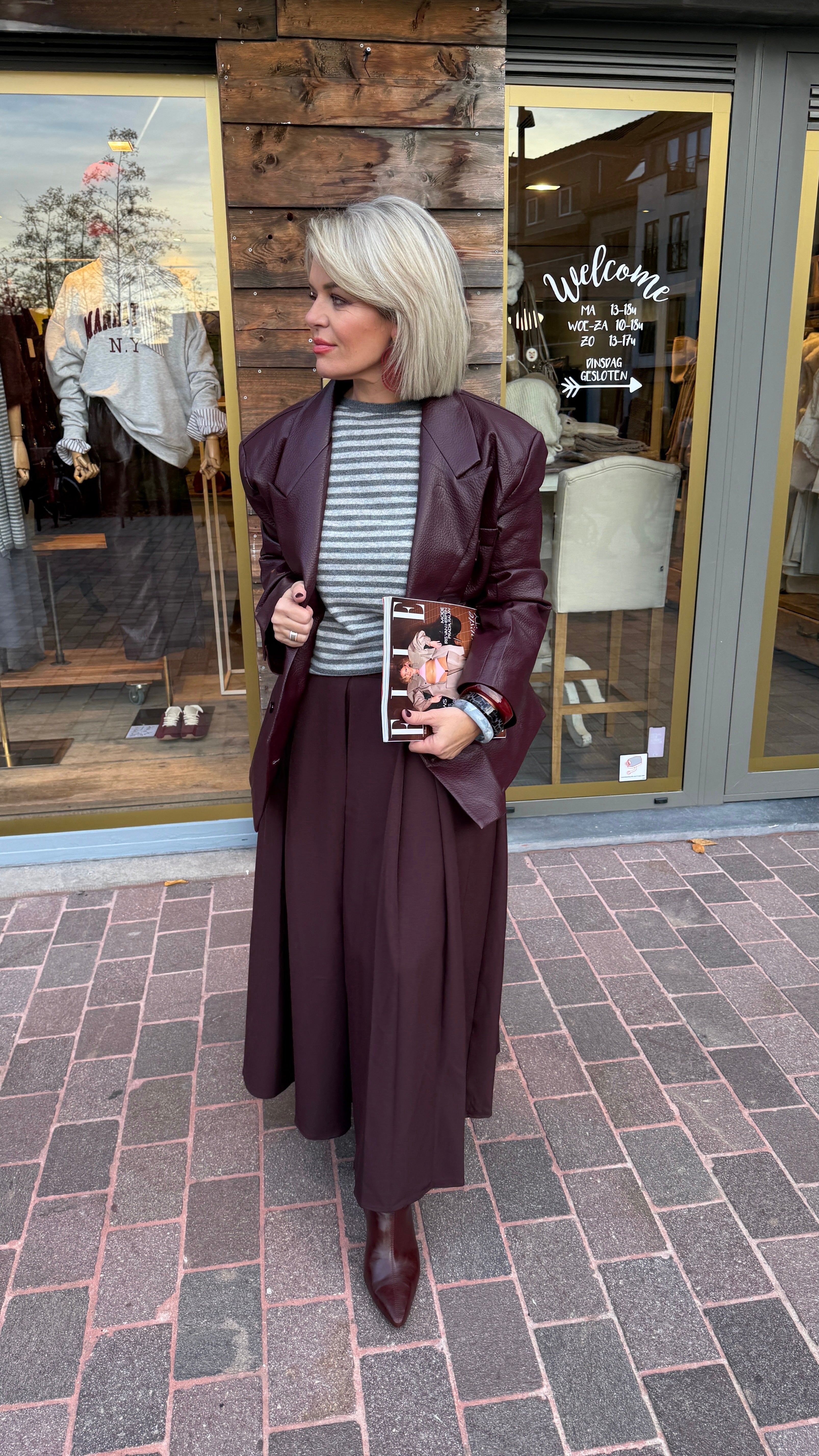 Lederlook jas/ bordeaux/LIES