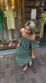 Afbeelding in Gallery-weergave laden, Off shoulder jurk/ groen/TESS
