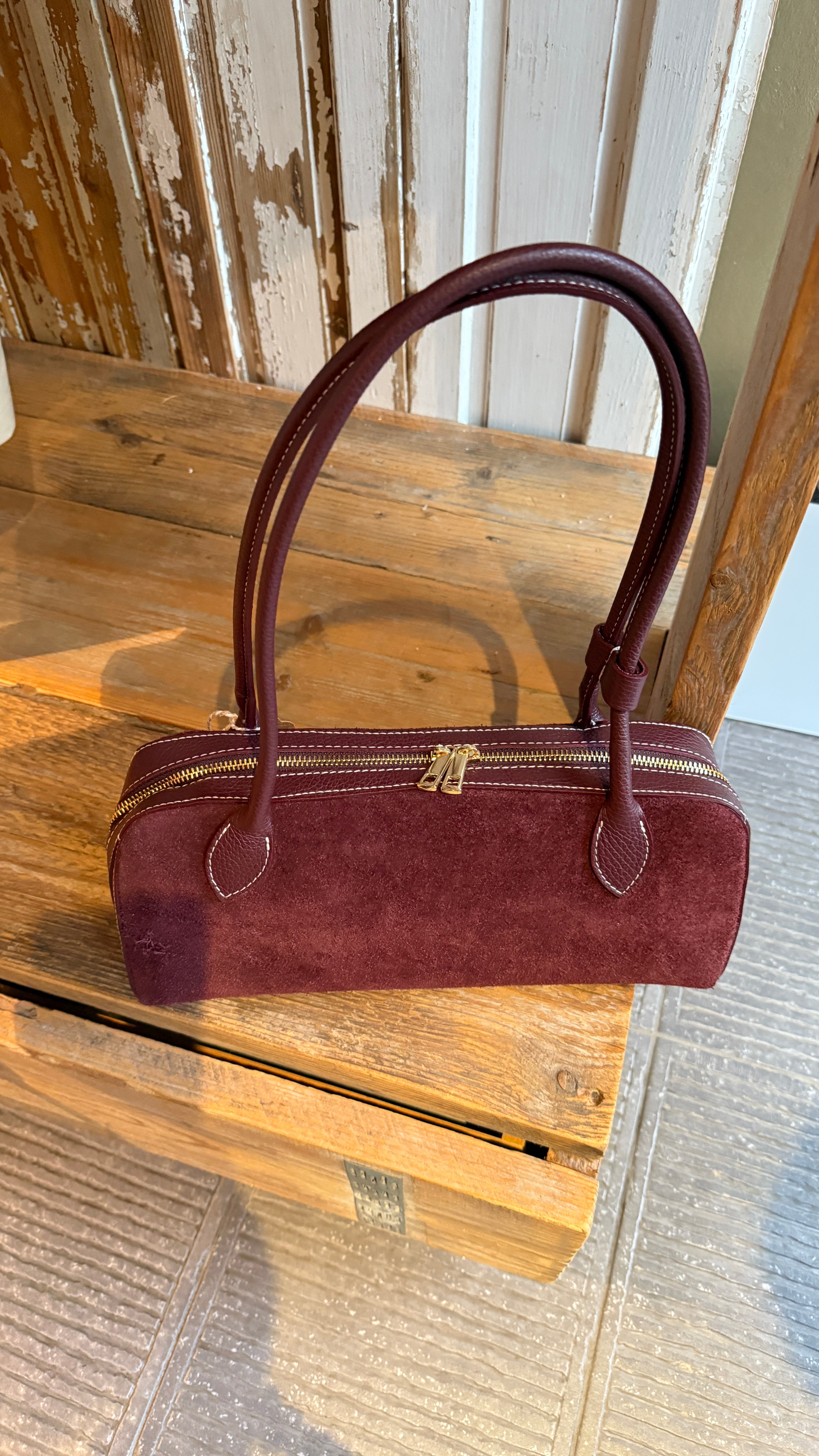 Tas / leder/ suède/ burgundy