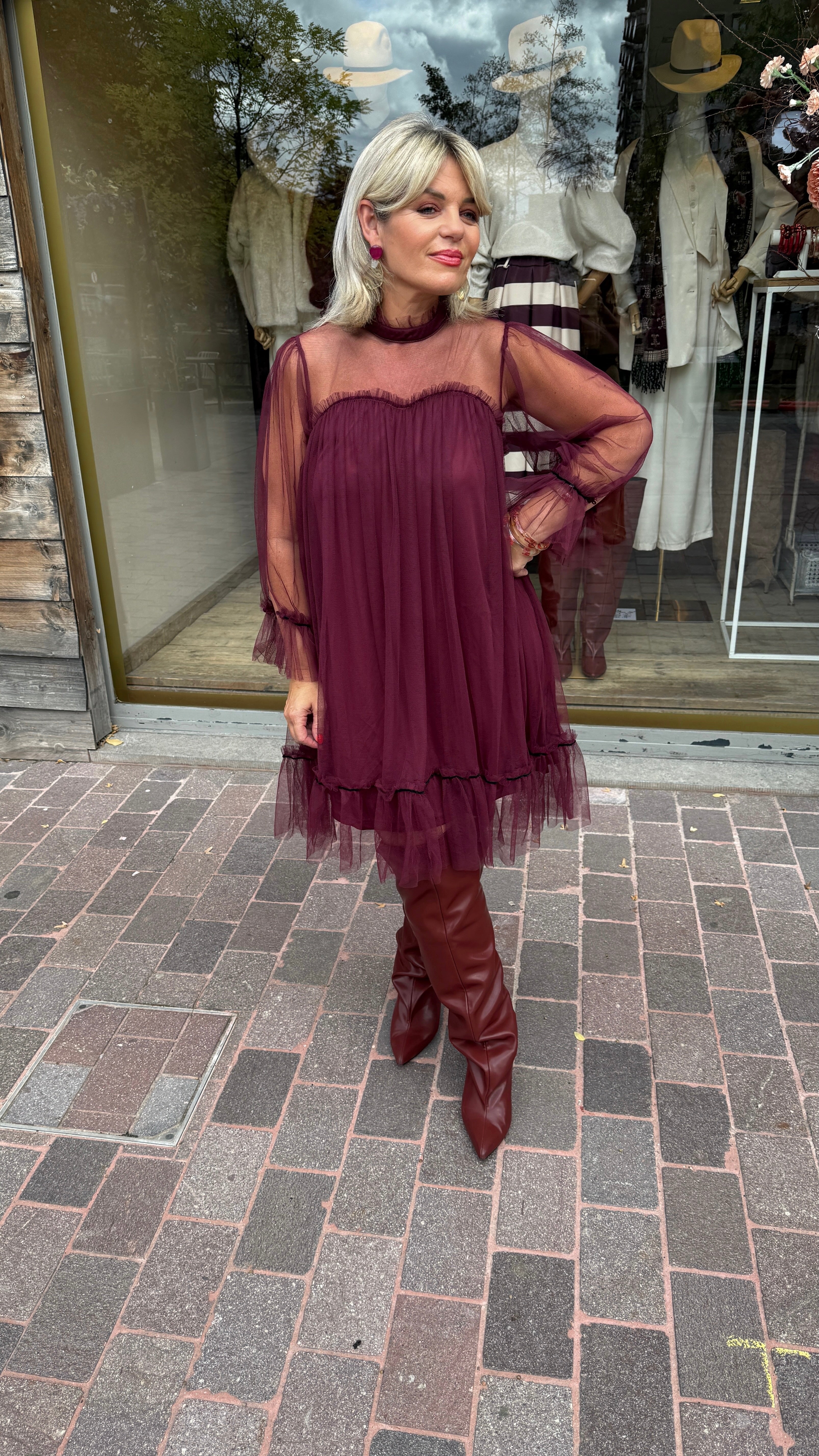 Overknee laars/ bordeaux/ MARRON