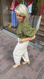 Afbeelding in Gallery-weergave laden, Blouse polkadot/ groen.
