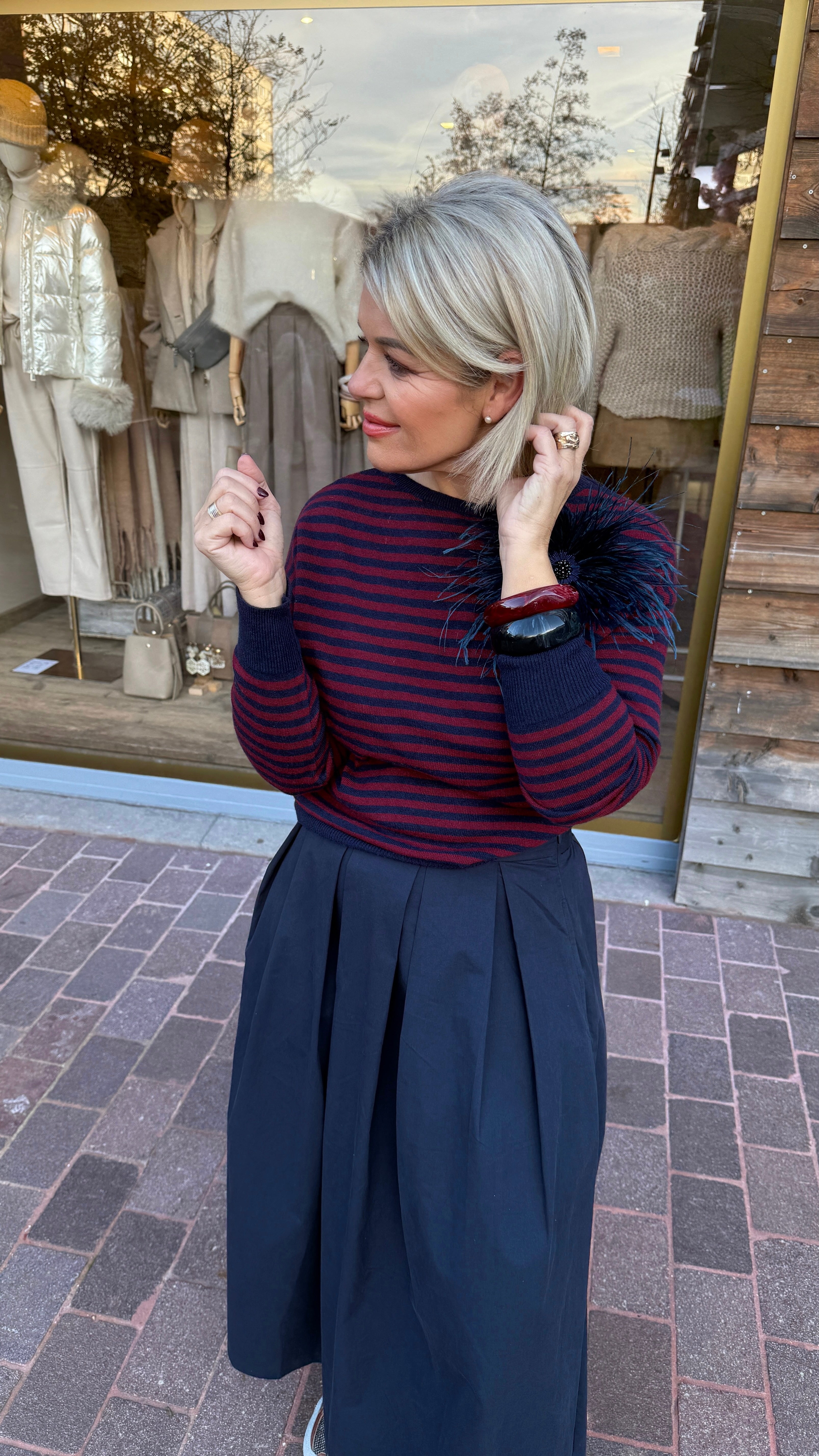 Trui/ bordeaux-blauw/MILLE