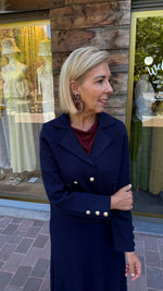 Afbeelding in Gallery-weergave laden, Blauwe vest/ gouden knoop/ JULIE
