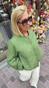 Doorstikte vest/ anijsgroen/JUNE