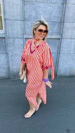 Afbeelding in Gallery-weergave laden, Jurk/ streep/ oranje/GHILAINE
