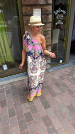 Afbeelding in Gallery-weergave laden, Satinlook jurk/ asymmetrisch/ JULIENNE
