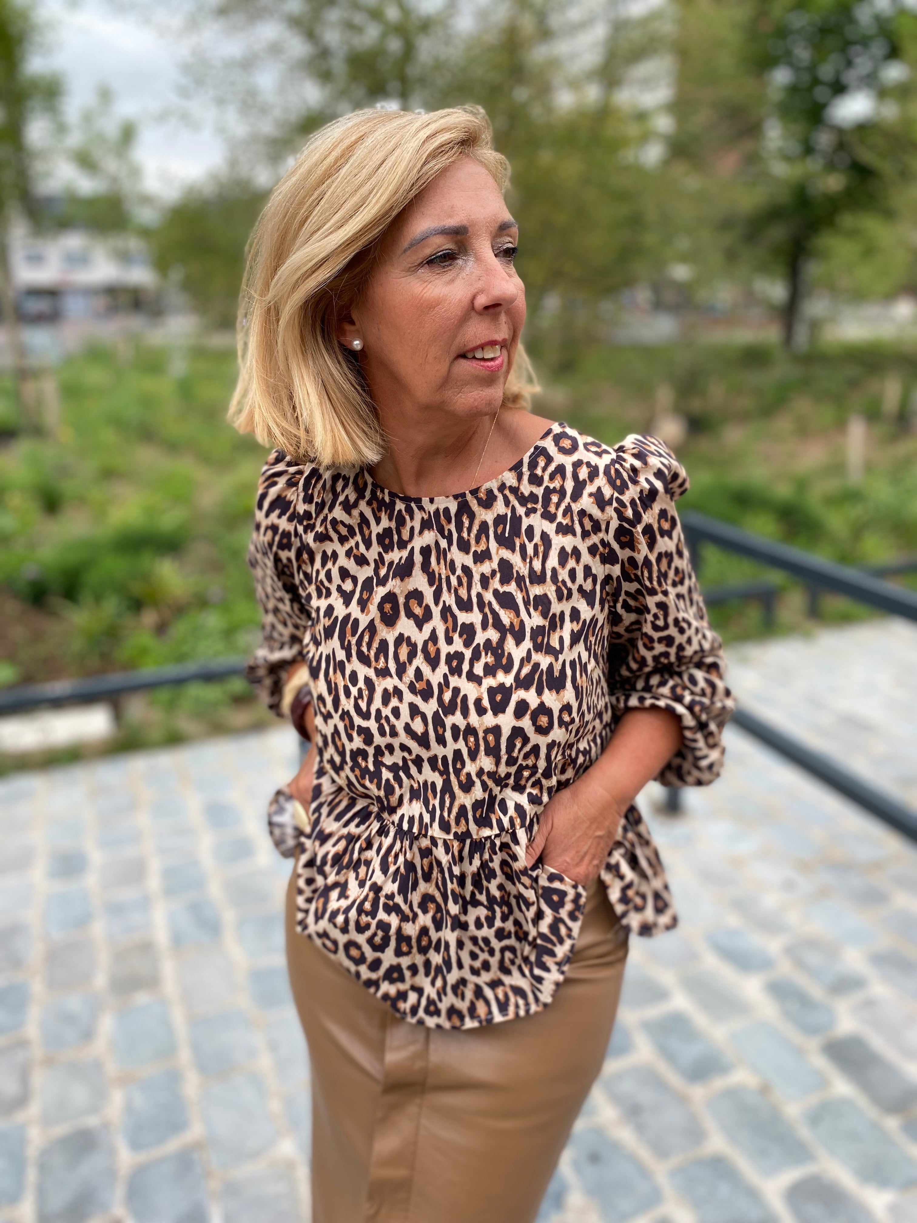 Leopardblouse strikjes/ MILOU