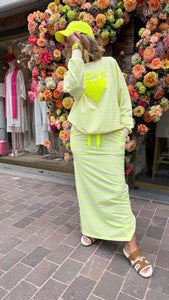 Sweater streep/ fluo geel/ hart