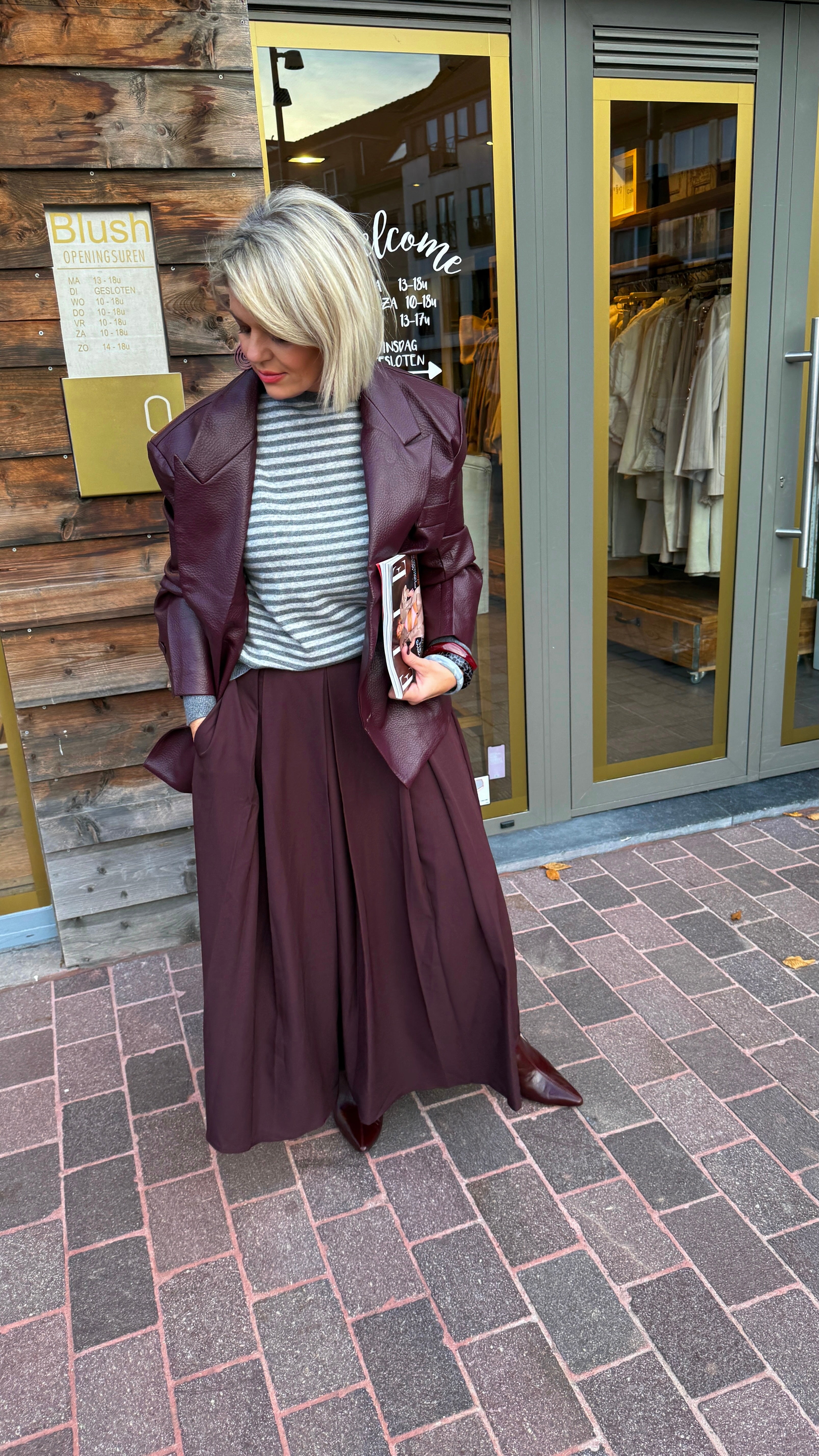 Lederlook jas/ bordeaux/LIES