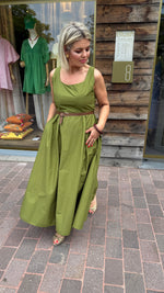 Afbeelding in Gallery-weergave laden, Jurk met riem/ groen/ JILL
